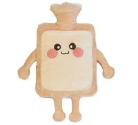 Wedhapy Hot Water Bottle 1000ML Hot Water Bag with Cute Toast Bread Plush Cover Large Rubber Hot Water Bottle Hand Warmer for Pain Relief Gift for Women, Girls Type 2