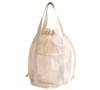 Wedhapy Kids Beach Bag Kids Beach Bag Tote with Drawstring Foldable Toy with 2 Front Pockets Swim Pool Mesh Bags Drawstring for Toys, Beige
