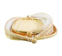 Wedhapy Mesh Food Covers 3PCS Bamboo Food Tent, 11/14/16 Inch Square Fruit Basket with Lid, Dustproof Mesh Covers for Vegetable Fruits Meals