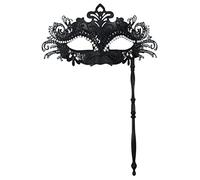Wedhapy Metal Masquerade Mask Masquerade Mask on Stick Metal Handheld Mardi Gras Detachable Ball for Party Costume Accessories Black