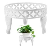 Wedhapy Metal Plant Stand, 5.9'' Tall, 9.8'' Round, Rustproof Iron Art, Modern Decorative Plant Stands for Floor, Windowsill, Desktop