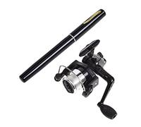 Wedhapy Mini Fishing Rod Pen With Reel - Pocket Pole With Rotating Wheel for Outdoor Fishing Accessories - Black 2PCS