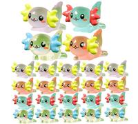 Wedhapy Mini Resin Axolotl Mini Animal Figurines 24PCS Cute Cartoon Luminous DIY Decorative Axolotl Toy Mini Axolotl for Bonsai Pool Dollhouse Aquarium Tabletop