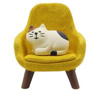 Wedhapy Miniature Cats Cat Figurine with Sofa Cute Mini Cat DIY Japanese Style Decorative Tiny Cats Resin Cartoon Miniature for Microlandscape Tabletop, Yellow