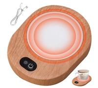 Wedhapy Mug Warmer USB Cup Warmer for Desk Wood Coffee Mug Warmer 55-65℃ Constant Temperature Coffee Warmer Portable Heated Coaster Heated Coffee Mug No Battery