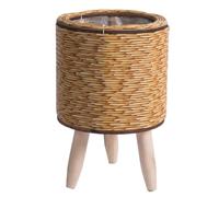 Wedhapy Rattan Plant Stand, Plant Pot with Legs, 5.51'' Rustic Wicker Plant Stand, Small Planter Holder, Standing Plant Pot for Balcony Apartment Drawing Decor Type1
