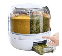 Wedhapy Rice Dispenser Large Capacity Grain Storage Container 6 Grids 360° Rotatable Cereal Dispenser With Lid For Beans Cereal White Rice Dispenser Grain Dispenser Lentil Dispenser Cereal Dispenser