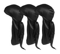 Wedhapy Silk Durag for Men 3Pcs 20 Inch Average Size Black Durags for Men with Tie Trendy Minimalist Easy Matching Durag for Daily Wear, Cosplay & More