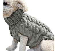Wedhapy Small Dog Sweaters Turtleneck Knitted Pullover Elastic Dog Christmas Sweater Winter Thick Warm Classic Small Dog Clothes for Chihuahua, Yorkie, Teacup, Dachshund Gray XL Small Dog Sweaters D