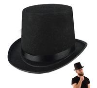 Wedhapy Top Hat Mad Hatter Hat Steampunk Hat Black Top Hat Top Hats For Men 6.3 Inch Tall Black Top Hat Adult Size Felt Magician Costume Hat For Formal Showman Party Hats Halloween Costume Accessory