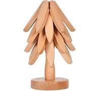 Wedhapy Trivets for Hot Dishes Tree Coasters, 4PCS Wooden Trivets for Hot Dishes with Stand, Foldable Non Slip Plate Mat, Reusable for/Pot, Original Wood