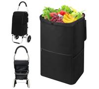 Wedhapy Trolley Bags for Shopping Cart Waterproof Shopping Cart Bags Shopping Cart Liner Replacement with Mesh Side Pockets Folding Storage Bag for Grocery CartsTrolley Bags For Sh