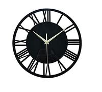 Wedhapy Vintage Wall Clock Round Roman Numeral Wall Clock Wall Hanging Clock Living Room Wall Clock Decorative Clock for Living Room Kitchen Black 30cm