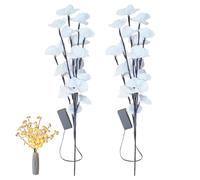 Wedhapy White Orchid Artificial Flowers 2PCS Lighted Branches, White Butterfly Orchid Branch Lights Artificial Phalaenopsis Bouquet Decorative Flower Shape Lamp