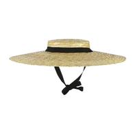 Wedhapy Wide Brim Straw Hat Women Straw Boater Hat for Ladies Summer Beach Breathable Woven UV Protection with Chin Strap & Lining Vintage Floppy Wide