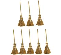 Wedhapy Witch Decorations Halloween Witches Broomstick Witches Broom Sticks Mini Faux Brooms Straw Craft Decorations Halloween Party Witch Accessories 8 Pieces