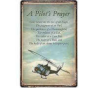 WEDIN Funny Metal Tin Sign A Pilot's Prayer Helicopter Metal Tin Sign Plate Plaque Home Wall Decoration for Pub Automobile Bar Garage 12 x 8Inch