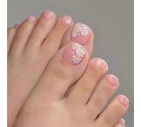 Wedity 24pcs Square Butterfly Fake Toenails Crystal Line Glossy Press on Toe Nails Short Acrylic False Toes Nails Artificial Toenail for Women Girls (F)