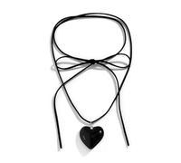 Wedity Big Heart Chunky Puffy Choker Necklace, Black Velvet, 16 Inches, Heart Shape, Polished Alloy, Unisex, Women, Various Ages, Diverse Occasions, Necklace