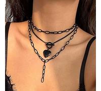 Wedity Black Heart OT buckle necklace Necklace Crescent Tassel Choker Necklaces Party Accessories Jewelry for Women Girls
