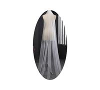 Wedity Bridal Veil 1 Layer Wedding Tulle Cut Edge Round Tail Veil with Comb for Women and Girls (Ivory)