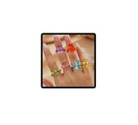 Wedity Colourful Bear Rings, Set of 6, Elastic Rice Beads Rings