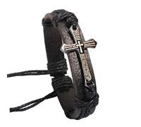 Wedity Cross Bracelets Punk Braided Hemp Rope Bracelet Hand Accessories Adjustable for Women and Men (Black)