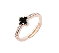 Wedity Four-leaf Clover Ring Rose Gold Crystal Open Adjustable Band Rings Jewelry Gifts for Women and Girls
