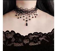 Wedity Gothic Black Sexy Lace Necklaces Tassel Collar Choker Halloween Party Accessories for Women Girls (Black necklace 6)