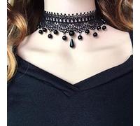 Wedity Gothic Black Sexy Lace Necklaces Tassel Collar Choker Halloween Party Accessories for Women Girls (Black necklace 8)