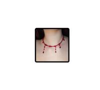 Wedity Gothic Red Crystal Beaded Choker Necklace Halloween Blood Drop Tassel Necklaces