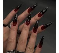 Wedity Halloween 3D Stereoscopic Dyeing Long Sharp Gradient Fake Nails,24PCS