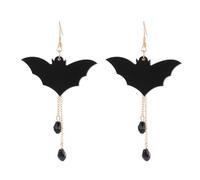Wedity Halloween Wing Earrings Funny Pumpkin Bat Spider Moon Earrings Gothic Skull Skeleton Drop Earrings Jewelry for Women Girls (Black Bat)