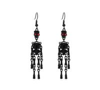 Wedity Halloween Wing Earrings Funny Pumpkin Bat Spider Moon Earrings Gothic Skull Skeleton Drop Earrings Jewelry for Women Girls (Black Skull)