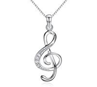 Wedity Musical Note Pendant Necklace Silver Crystal Choker Necklace Love rhythm Note Pendant Necklaces Jewelry Adjustable for Women and Girls