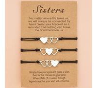 Wedity Star Bracelet Love Sunflower Beaded Handmade Wax Line Braided Bracelet Adjustable Friendship Hand Accessories,Mother's Day,Valentine's Day Gift (Sisters)