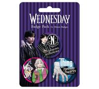 Wednesday 2 Characters 3 Piece Large Badge Pack, Official Licensed Pin Badge Set