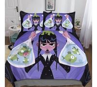 Wednesday Addams 3Pcs Bedding Set Printed Quilt Cover,3D Duvet Cover for Boys Adult, Microfibre, with Pillowcases Easy Care Microfiber Comforter Cover Hidden Zipper King（220x240cm）