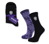 Wednesday Addams Ankle Socks, pack of 2, Black and Purple with Spider Web Pattern
