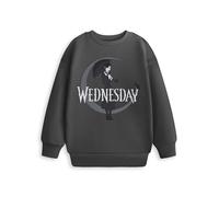 Wednesday Addams Kids Charcoal Grey Sweatshirt | Long Sleeve Crew Neck with Cartoon Print & Umbrella Design | Casual Wear for Halloween Merch