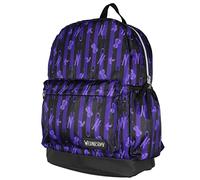 Wednesday Addams Nevermore Dress And Cello Print School Travel Backpack With Faux Leather Bottom