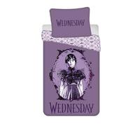 Wednesday Addams Purple Bedding Set, 100% Cotton, Duvet Cover Wednesday 140 x 200 cm + Pillowcase, Reversible