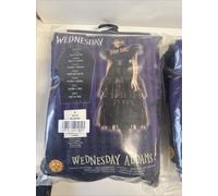 Ladies Wednesday Addams Prom Dress Licensed Halloween Fancy Dress Costume