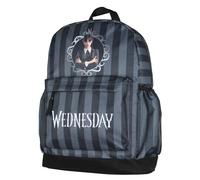 Wednesday Addams TV Show Portrait Striped Travel School Dual Compartment Backpack For Daily Use, Black, One Size
