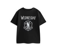 Wednesday Black Girls Short Sleeved Graphic Tee | Casual Everyday Wear | Crew Neck Top for TV Show Merchandise Fans Girls Merch - 7-8 Years