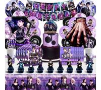 Wednesday Children's Birthday Decoration - Includes Balloons, Tableware, Plate, Cup, Tablecloth, Napkins and Banner