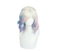 Wednesday Cosplay Costume Wigs, Halloween Carnival Costume Blue Short Curly Wig, Suitable for Women and Girls (Blue B)