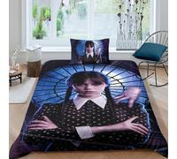 Wednesday Duvet Cover Set 3D Addams Printed Bedding Quilt Duvet Cover with Hidden Zipper Closure for Girls Boys, Ultra Soft Microfiber Bedding Single(135x200cm)