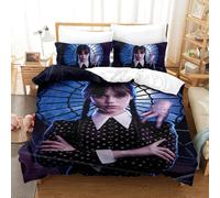 Wednesday Duvet Cover Set, 3D Printed Addams Bedding Quilt Set, Soft Microfiber Easy Care Bedding Set, Suitable For Girls Or Children's Comforter Cover Set Single（140x200cm）