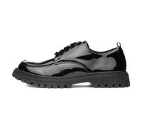 Wednesday Girls Black Lace Up Chunky Patent Shoe - Size 5 - Black
